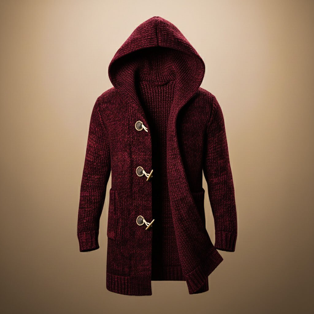 Soren | Men's Chunky Knit Hooded Duffle Cardigan