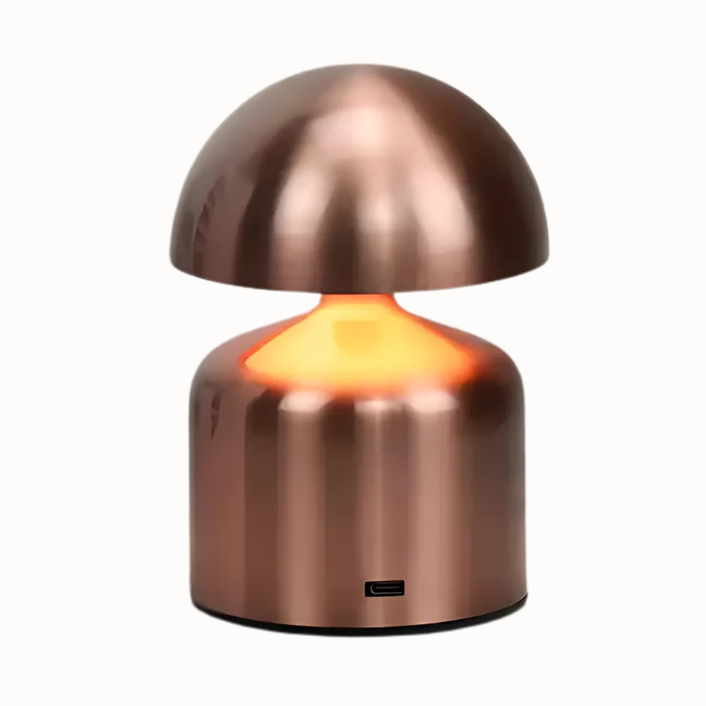 Lampe de table rechargeable – Forme champignon rétro, finition métallique pour salon ou chambre