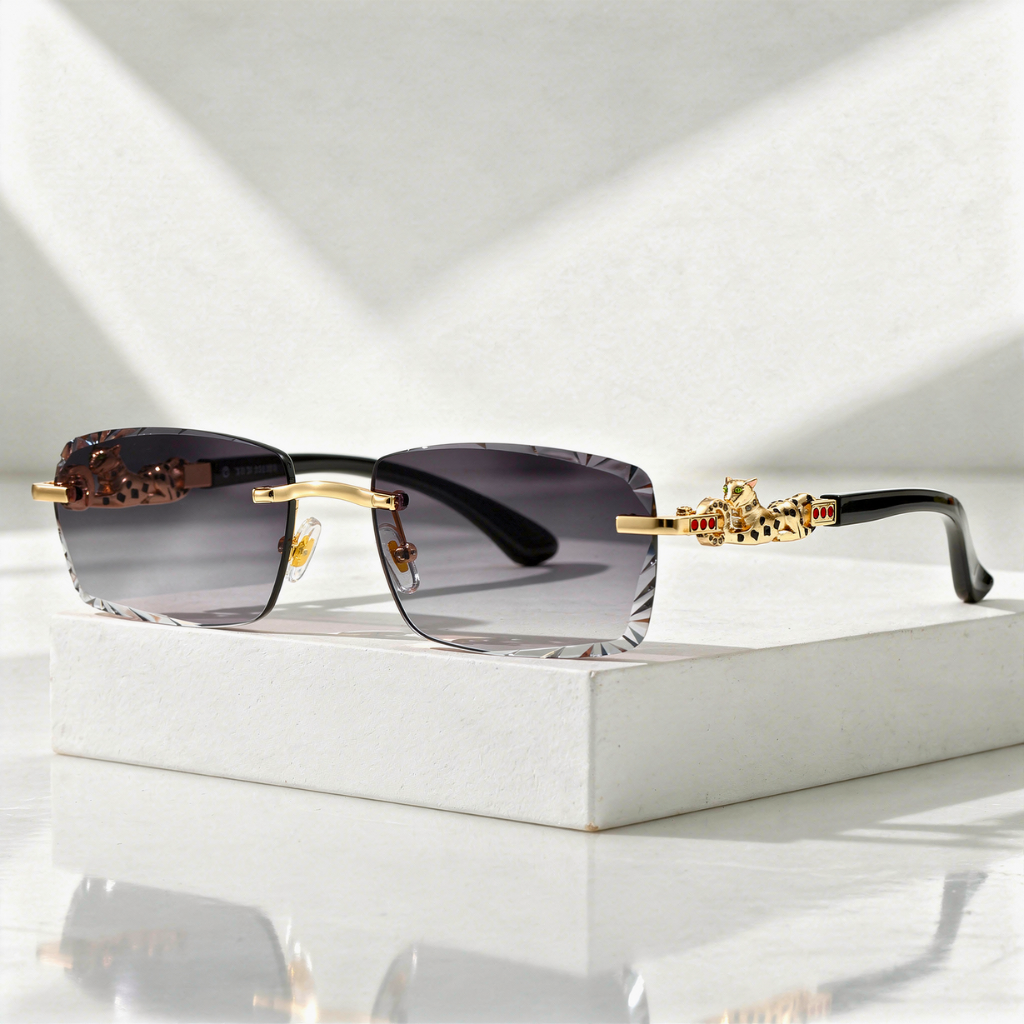 Lunettes de Soleil Pour Tous Monture Façon Panthère Dorée