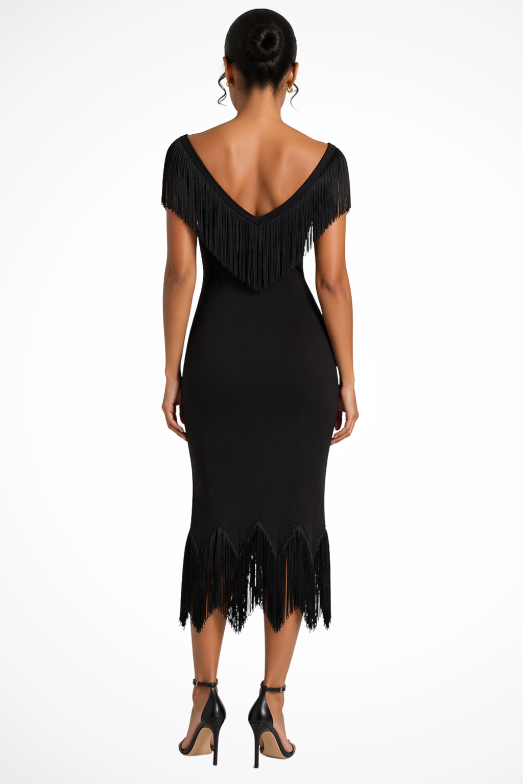 Robe Femme Épaules Dénudées à Franges, Midi et Mini