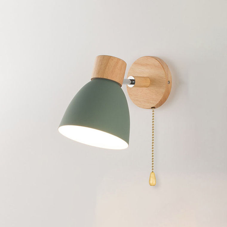 Applique Murale Bois et Métal, Bras Orientable et Abat-jour Conique