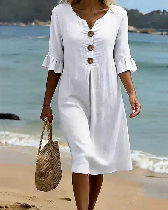 Robe Femme Ample à Nœud, Manches Fluides en Polyester