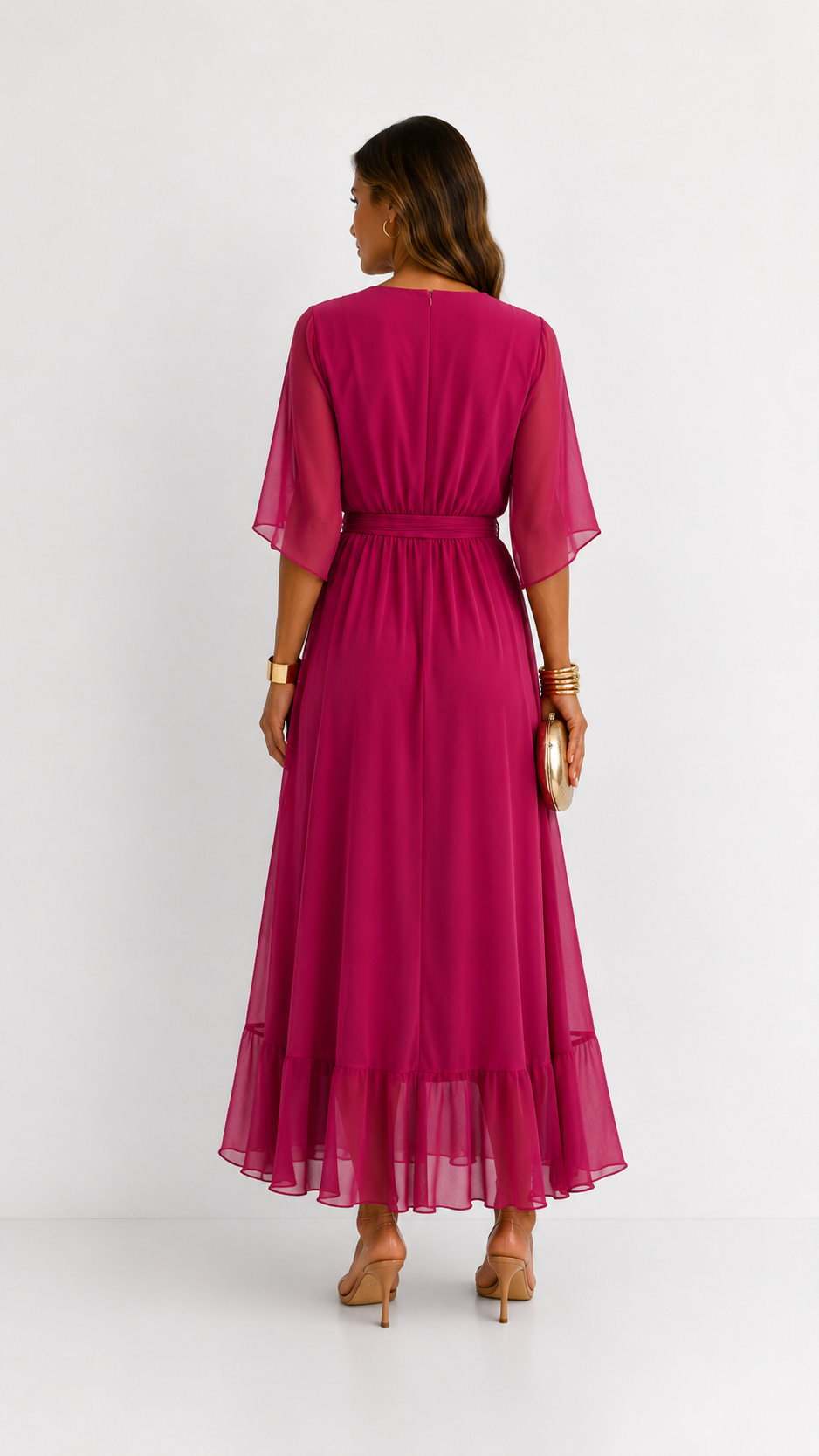 Robe Portefeuille Femme en Mousseline Fluide