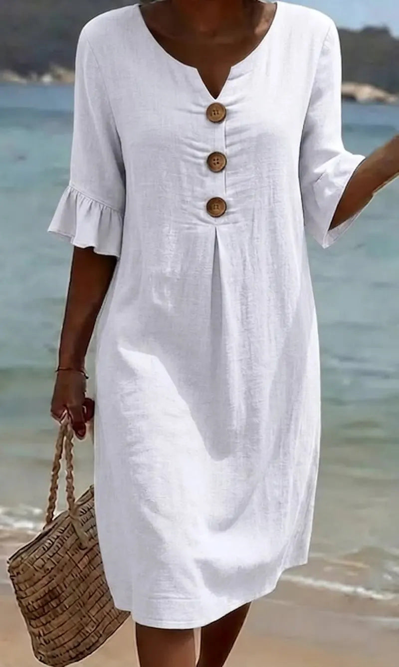 Robe Femme Ample à Nœud, Manches Fluides en Polyester