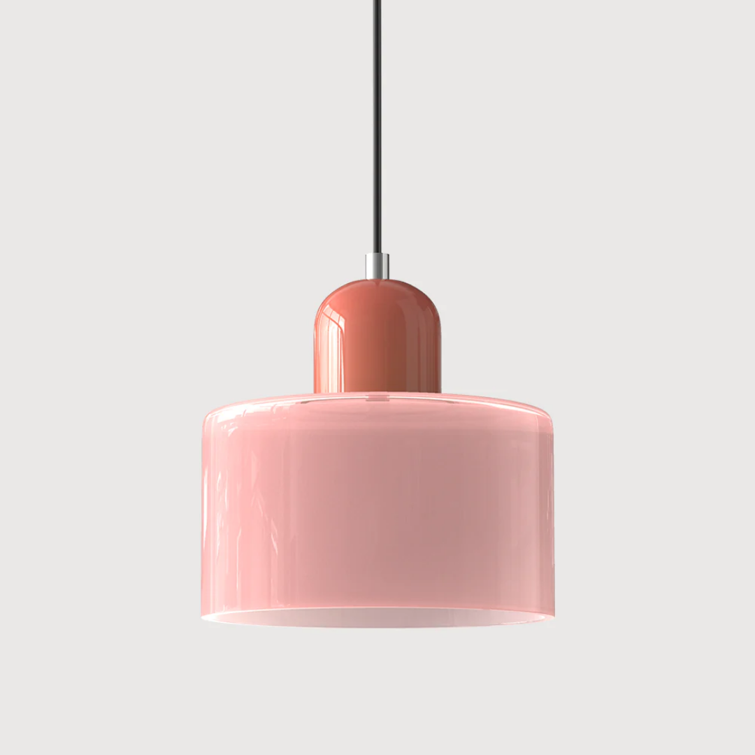 Retro pendant light – Dark green and orange glass shade for a dining table or reading nook, adjustable length up to 150 cm