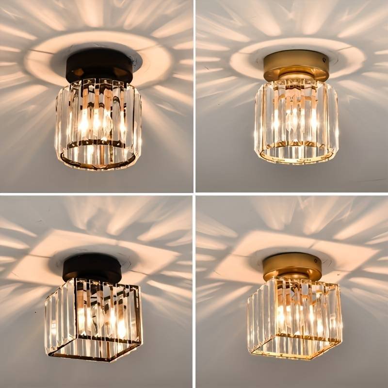 Plafonnier Design en Laiton et Cristal, Finition Noire