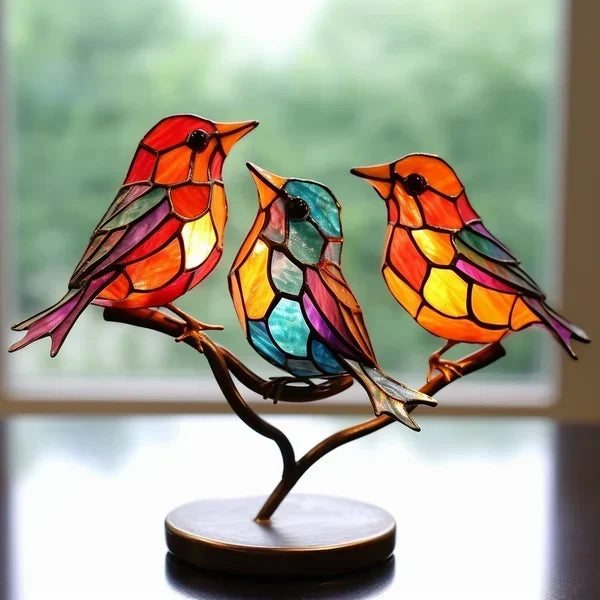 Acrylic bird figurines – Colorful, handmade designs for the living room or bedroom