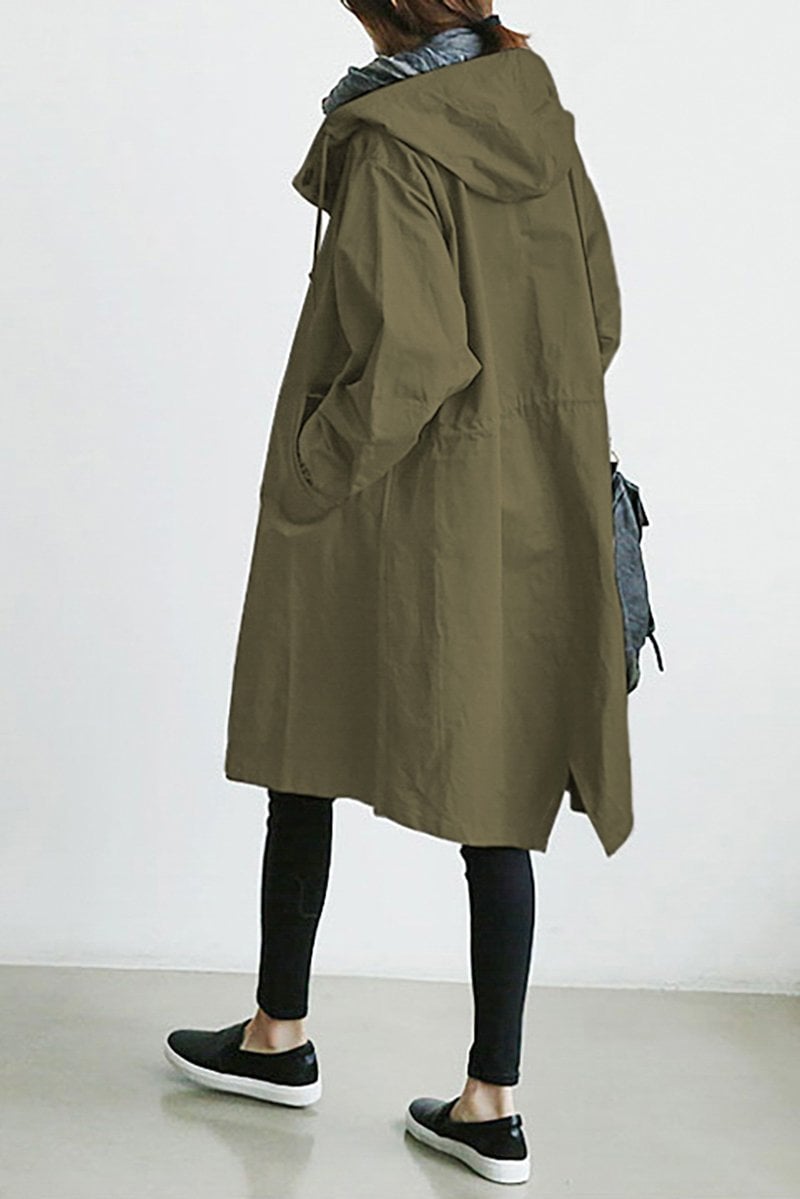 Trench Femme Imperméable à Capuche - Manteau Mi-Saison
