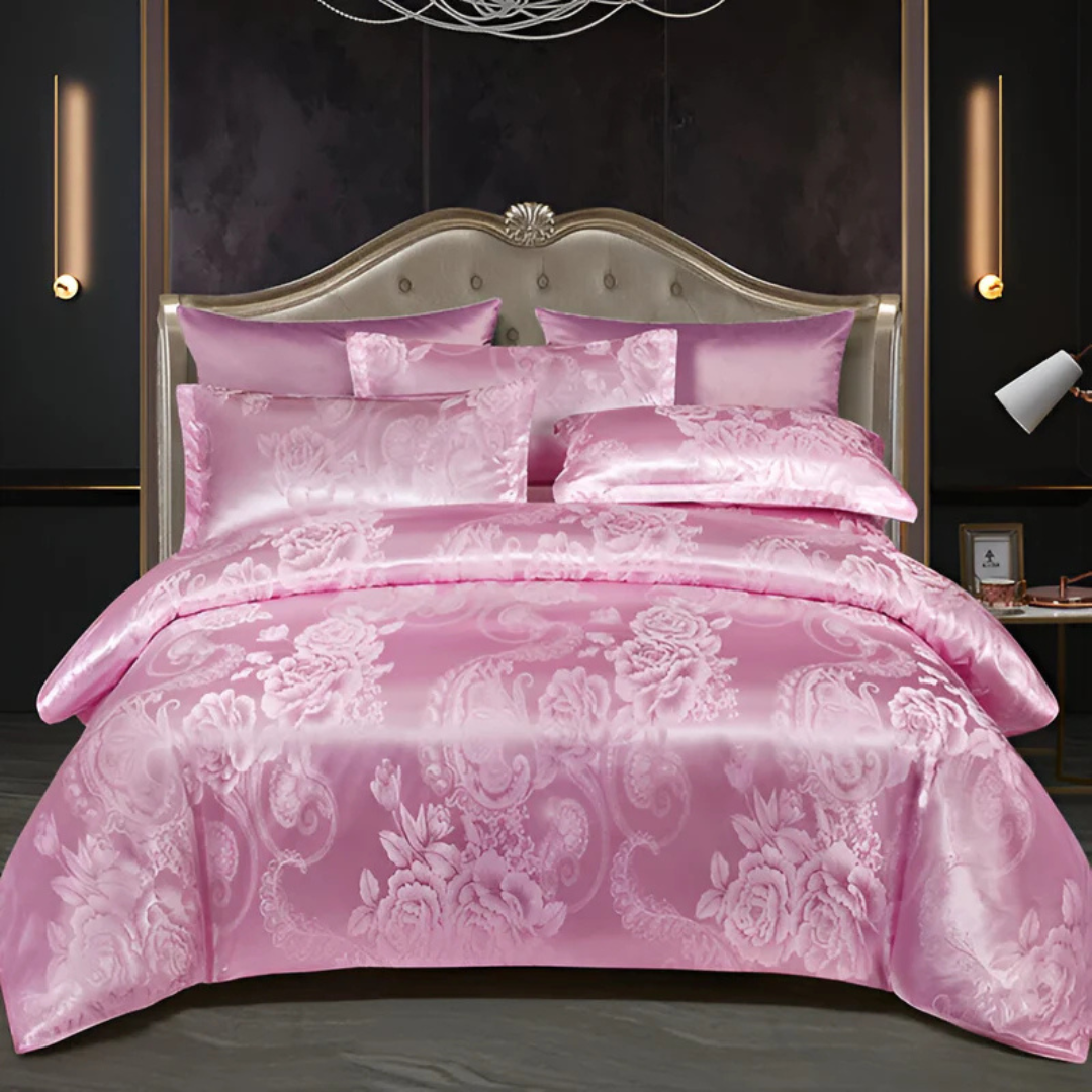 Satin Duvet Cover – Floral Print, Elegant Style for Bedroom Decor