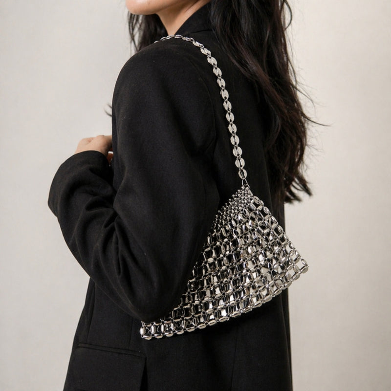 Sac de Soirée Pochette Maille Miroir à Chaîne