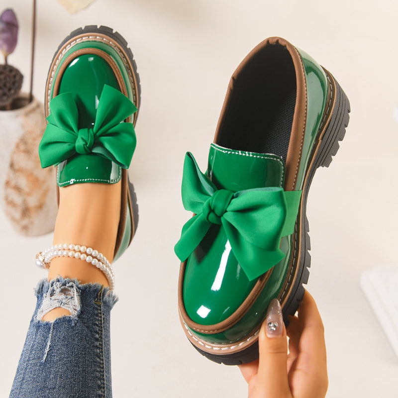 Mocassins Femme Vernis à Nœud - Semelle Plateforme