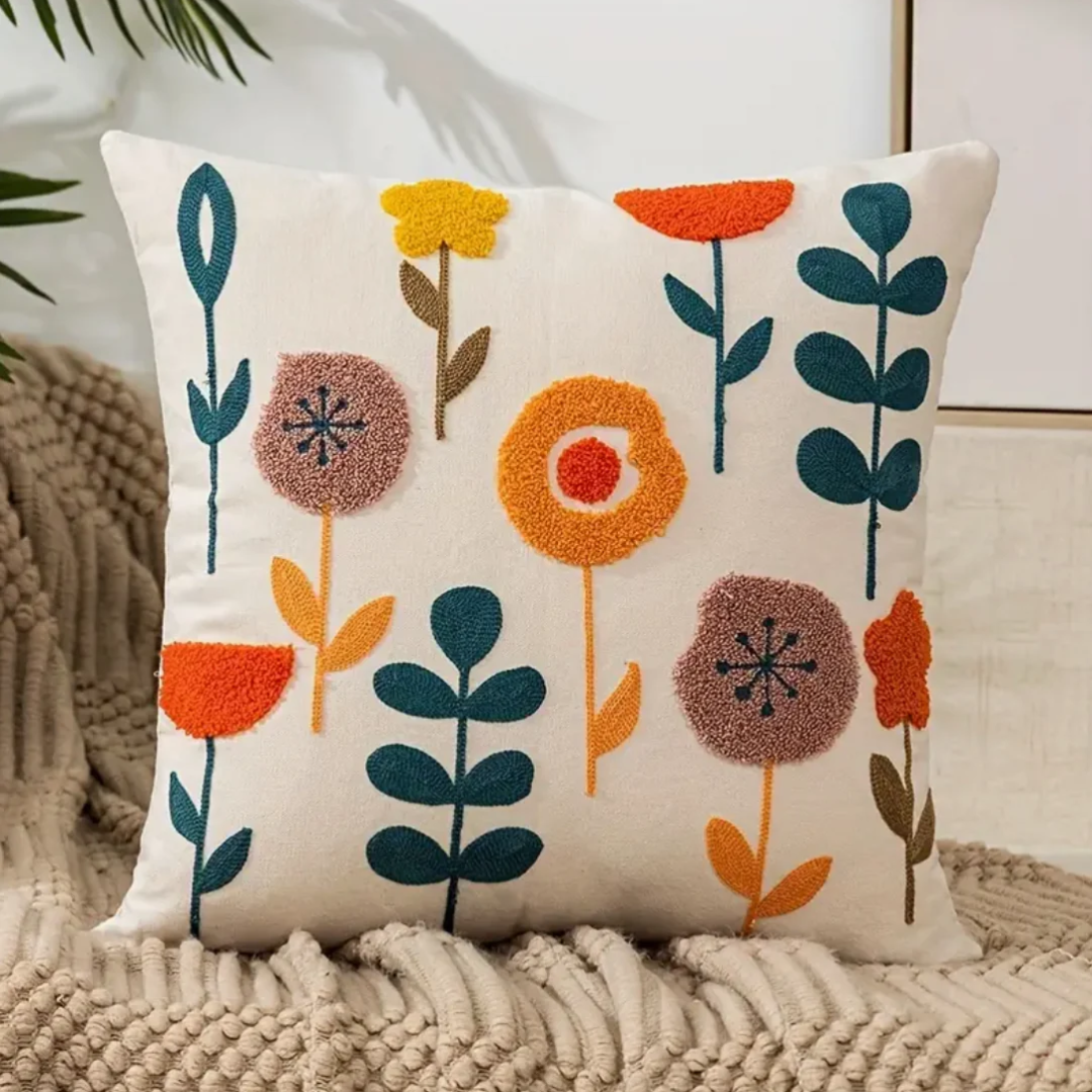 Decorative Pillow – Floral Print, Cotton and Polyester for Sofas or Armchairs