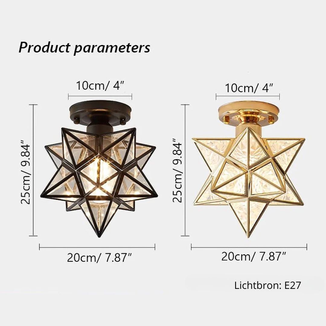Star-shaped ceiling light – Gold, compact design for the entryway, dining room, or bedroom