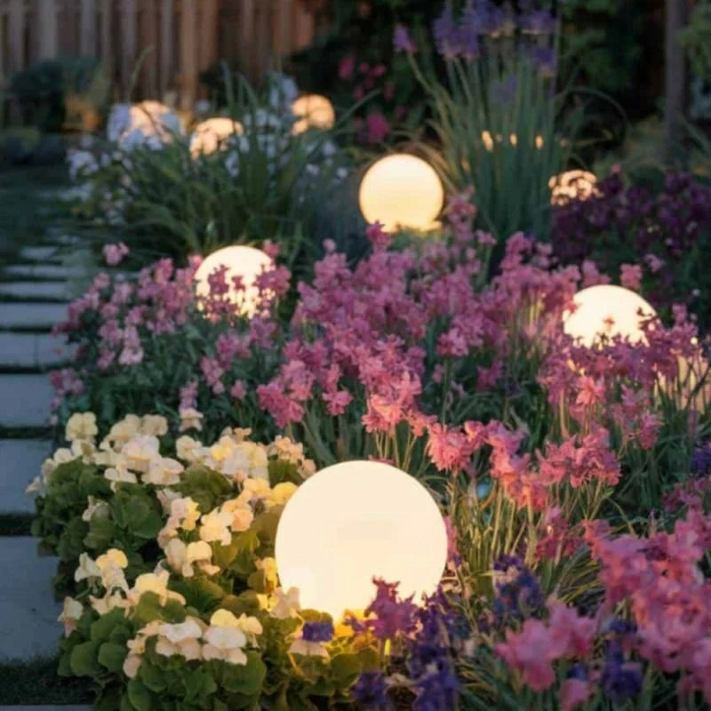 Lampe de jardin sphérique – Résistante aux intempéries, multicolore avec télécommande pour la décoration extérieure et intérieure