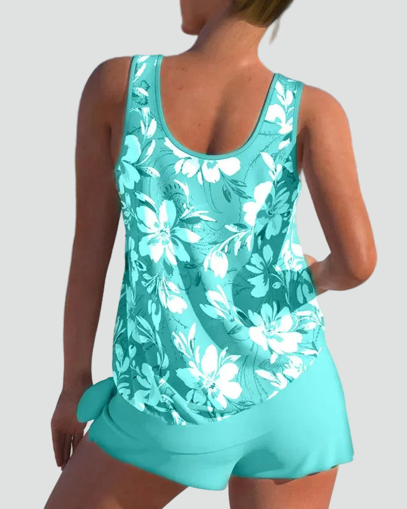 Maillot Tankini Femme Fleuri Deux Pièces Galbant