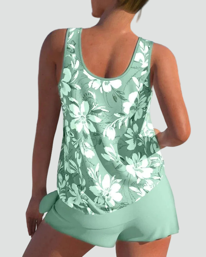 Maillot Tankini Femme Fleuri Deux Pièces Galbant