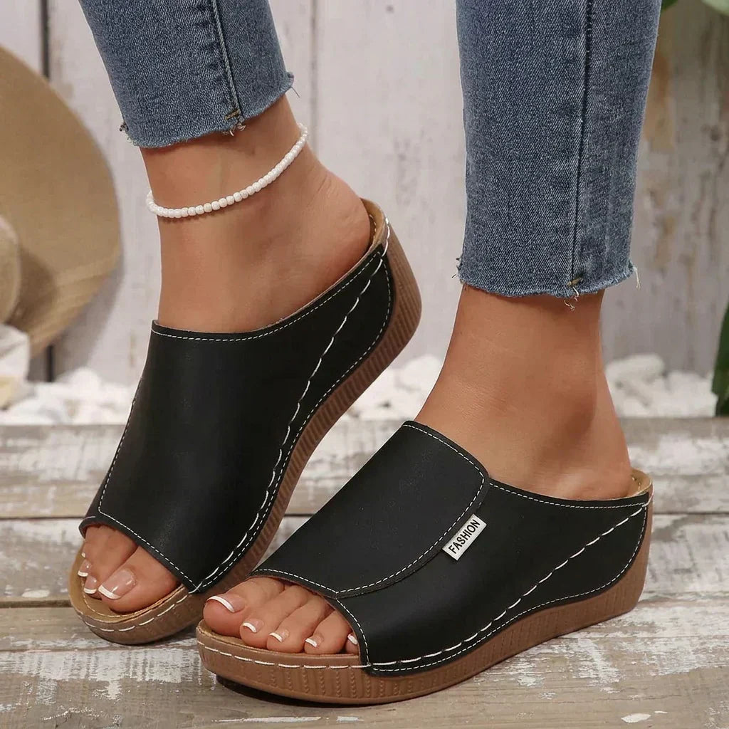 Sandales Femme à Enfiler, Plateforme à Talon Moyen