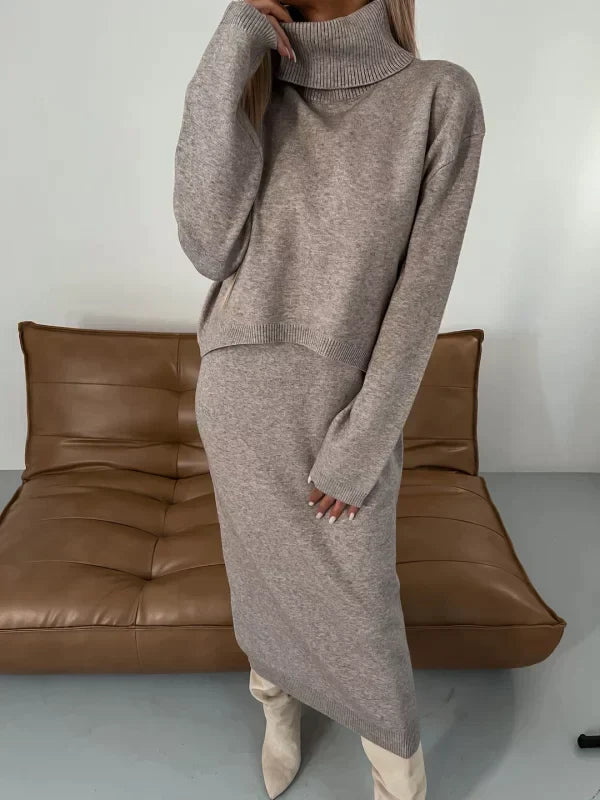 Robe Femme Midi Tricot et Col Roulé Assorti