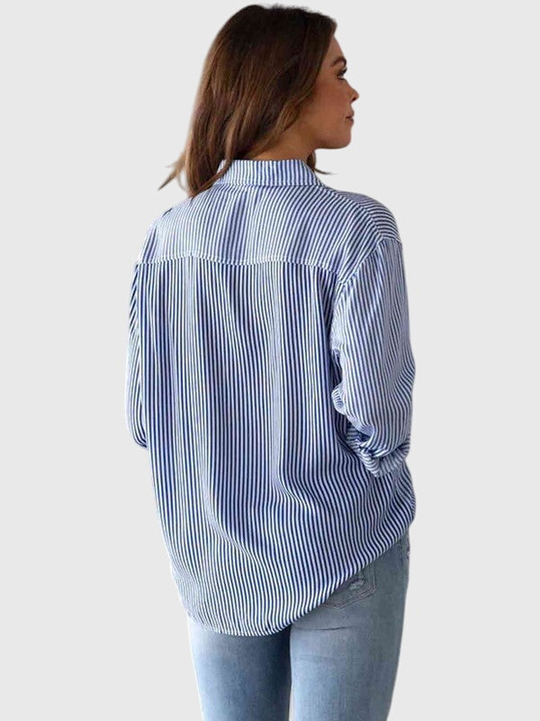 Chemise Femme Rayée Col Chemise Nouée Devant