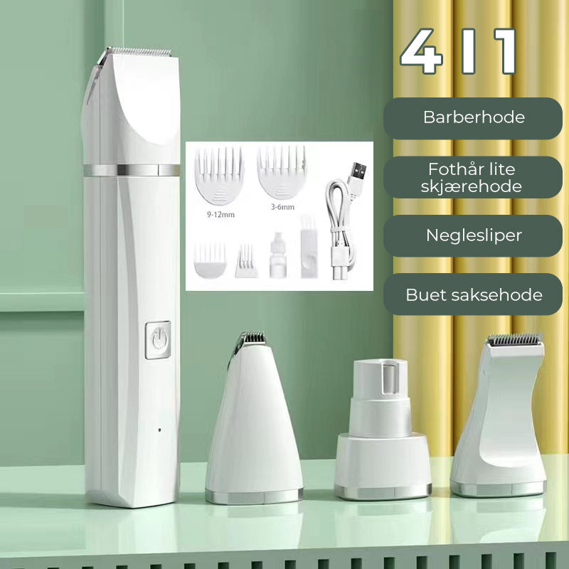 Cordless Pet Clipper – 4-in-1 Grooming Kit for Dogs and Cats with Interchangeable Accessories