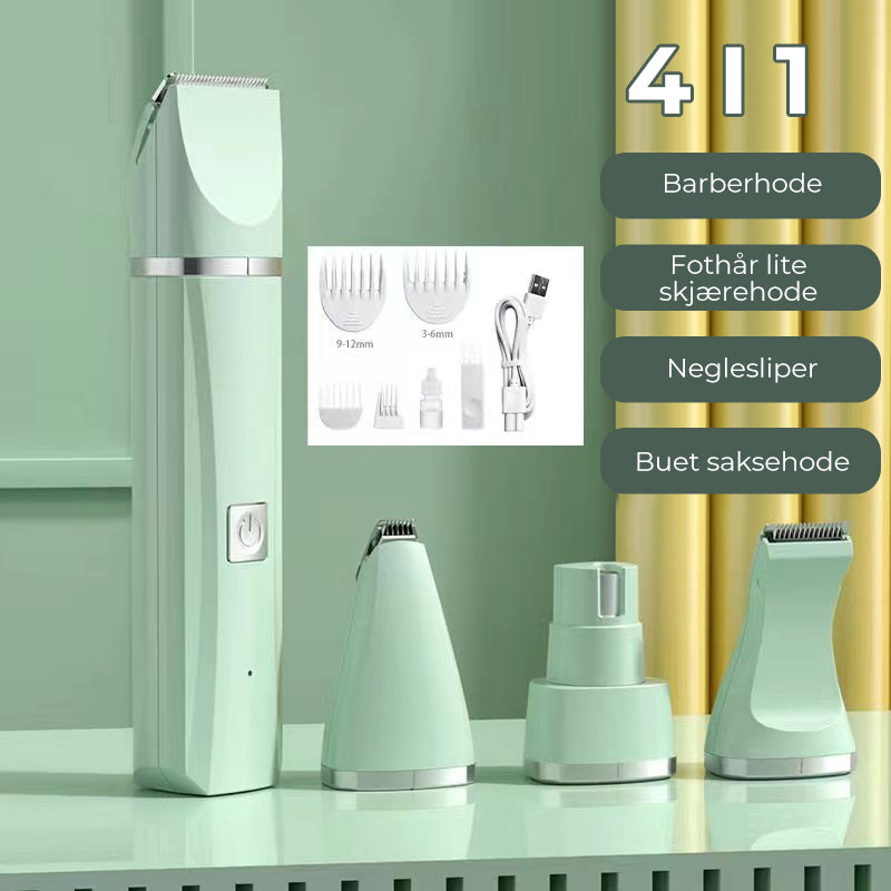 Cordless Pet Clipper – 4-in-1 Grooming Kit for Dogs and Cats with Interchangeable Accessories