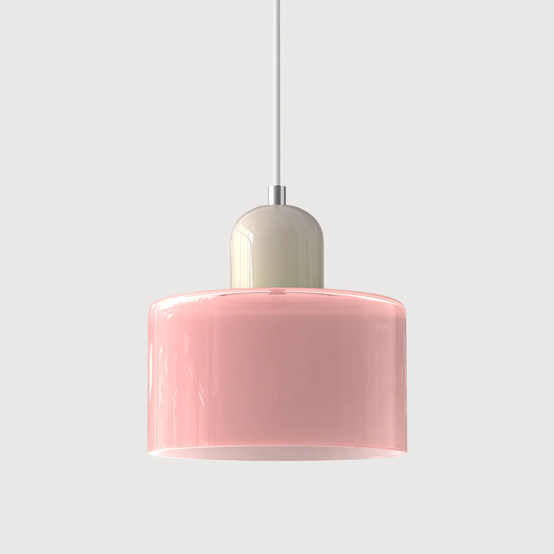 Retro pendant light – Dark green and orange glass shade for a dining table or reading nook, adjustable length up to 150 cm