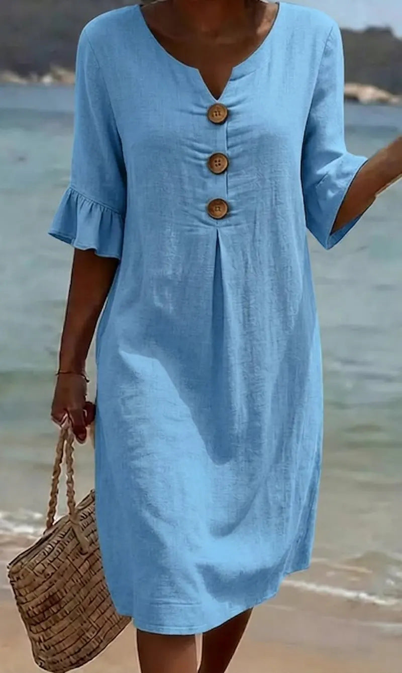 Robe Femme Ample à Nœud, Manches Fluides en Polyester