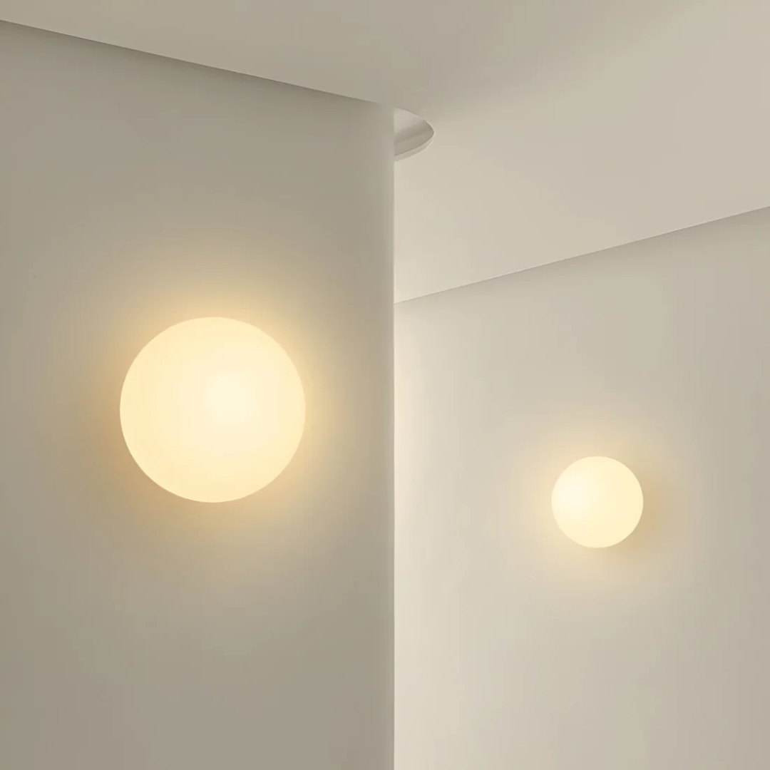 Glass Wall Lamp – White, Minimalist Design for the Bedroom or Living Room