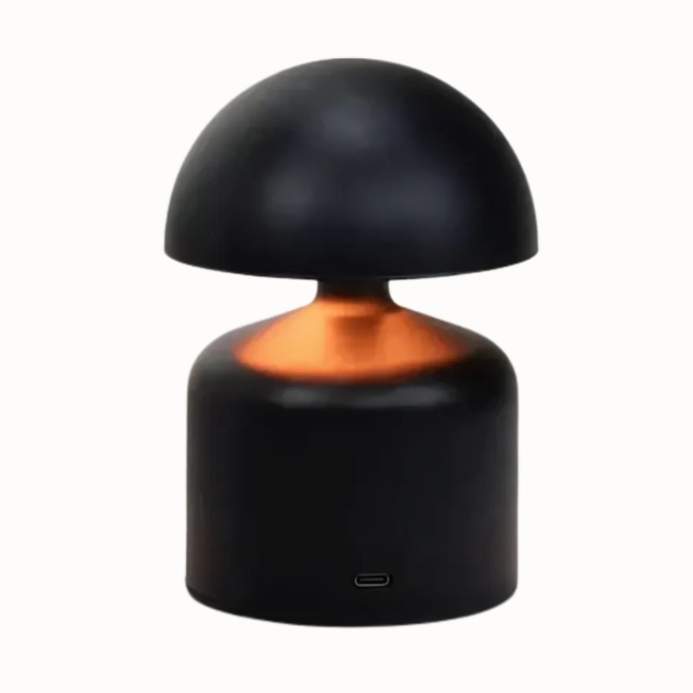 Lampe de table rechargeable – Forme champignon rétro, finition métallique pour salon ou chambre
