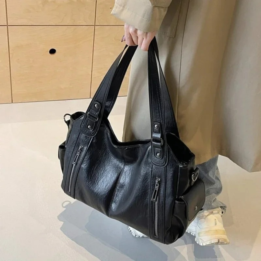 Sac à Épaule Femme en Cuir Végan - Design Structuré Multi-Poches