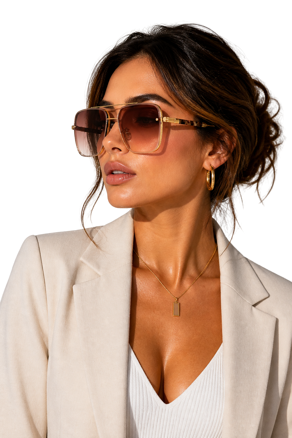 Lunettes de Soleil Aviateur Rétro Monture Dorée et Verres Dégradés UV400