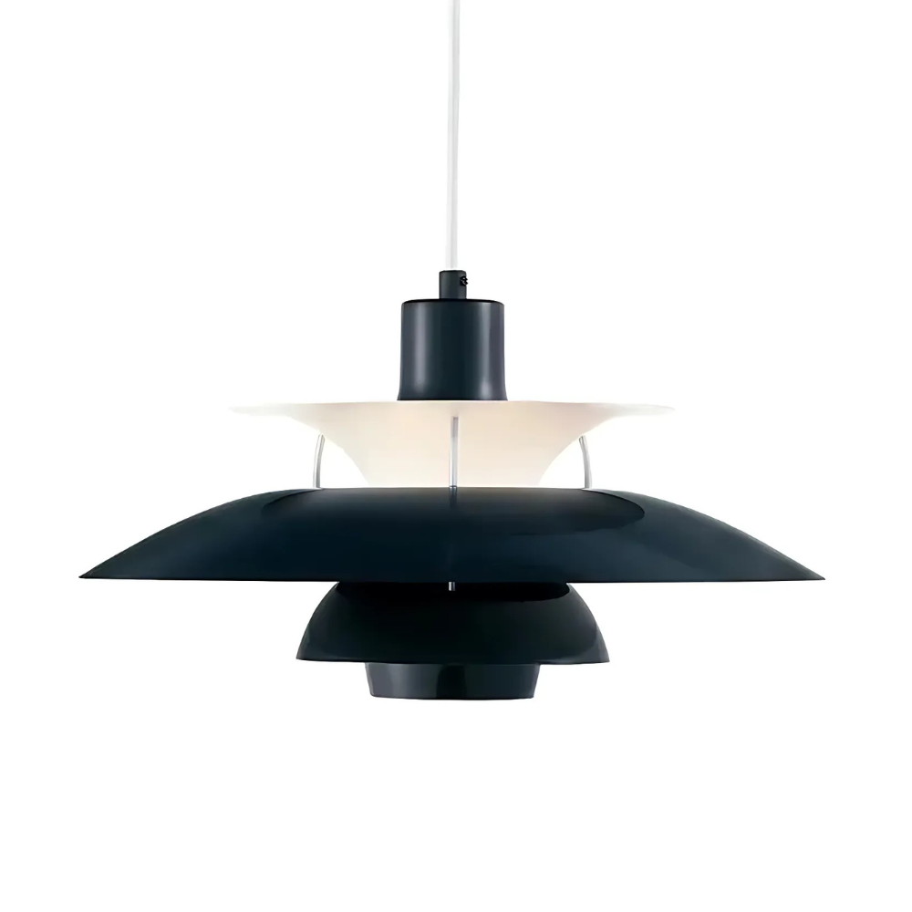 Suspension danoise – Métal superposé, design coloré pour table à manger ou salon