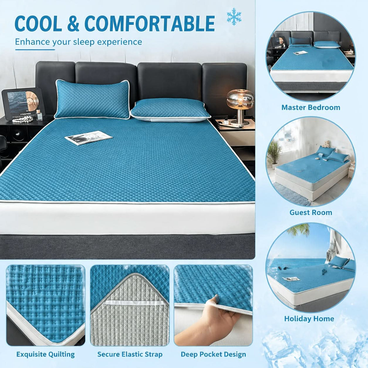 Tapis de Lit Rafraîchissant Pliable - Surface Gaufrée Respirante