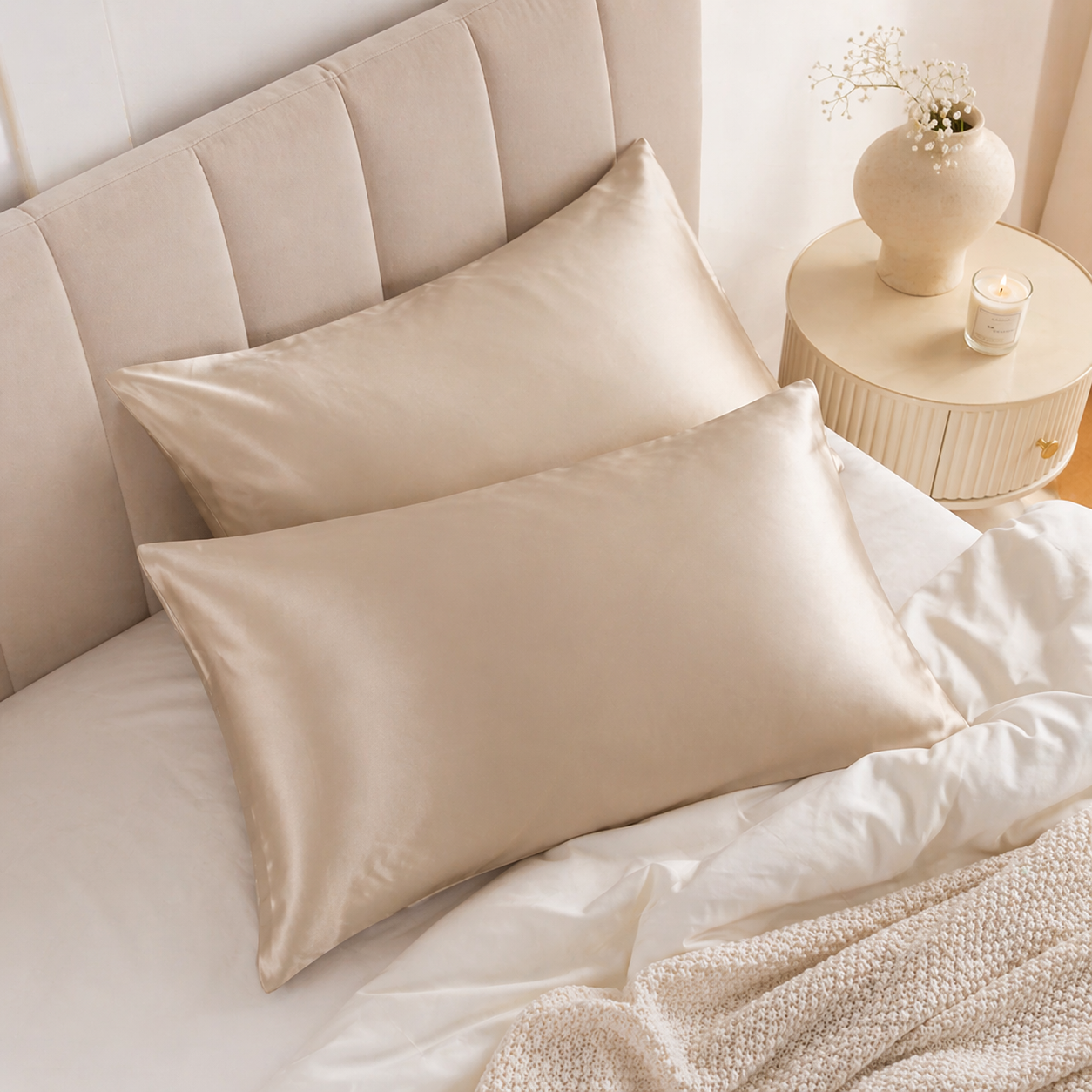 Silk Cushion Covers – Ivory, an Elegant Touch for Bedroom Decor
