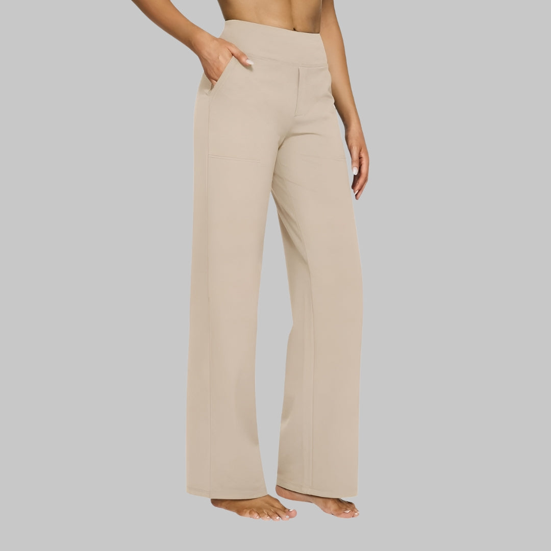 Pantalon Femme Stretch Taille Haute à Coupe Confort et Poches Pratiques