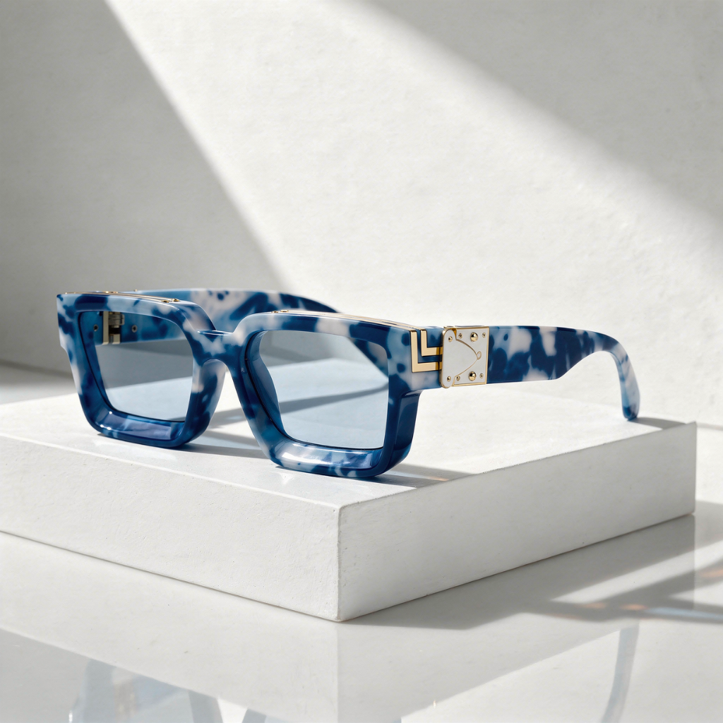 Lunettes de Soleil Carrées Unisexe - Monture Dorée Protection UV400