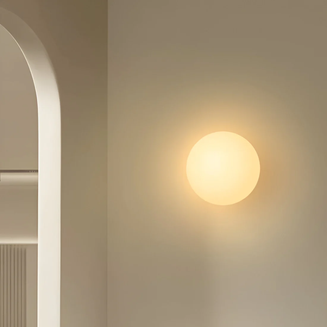 Glass Wall Lamp – White, Minimalist Design for the Bedroom or Living Room