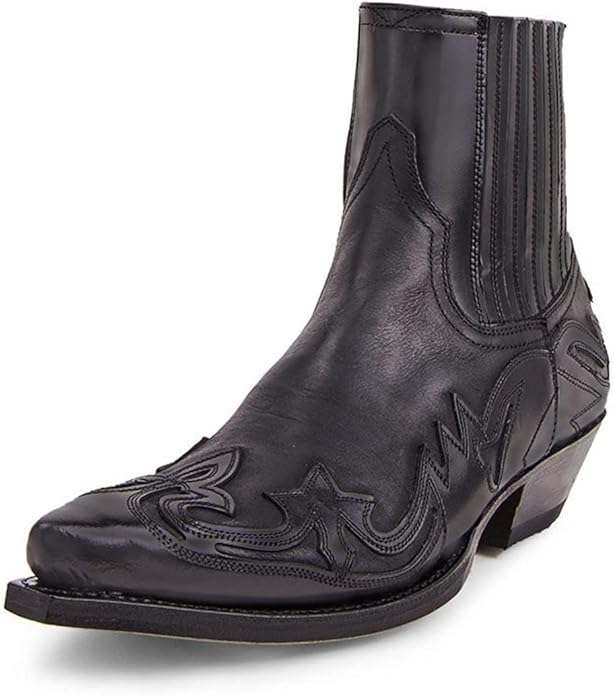 Bottes Western Unisexes en Cuir Véritable Brodées - Santiags Homme et Femme
