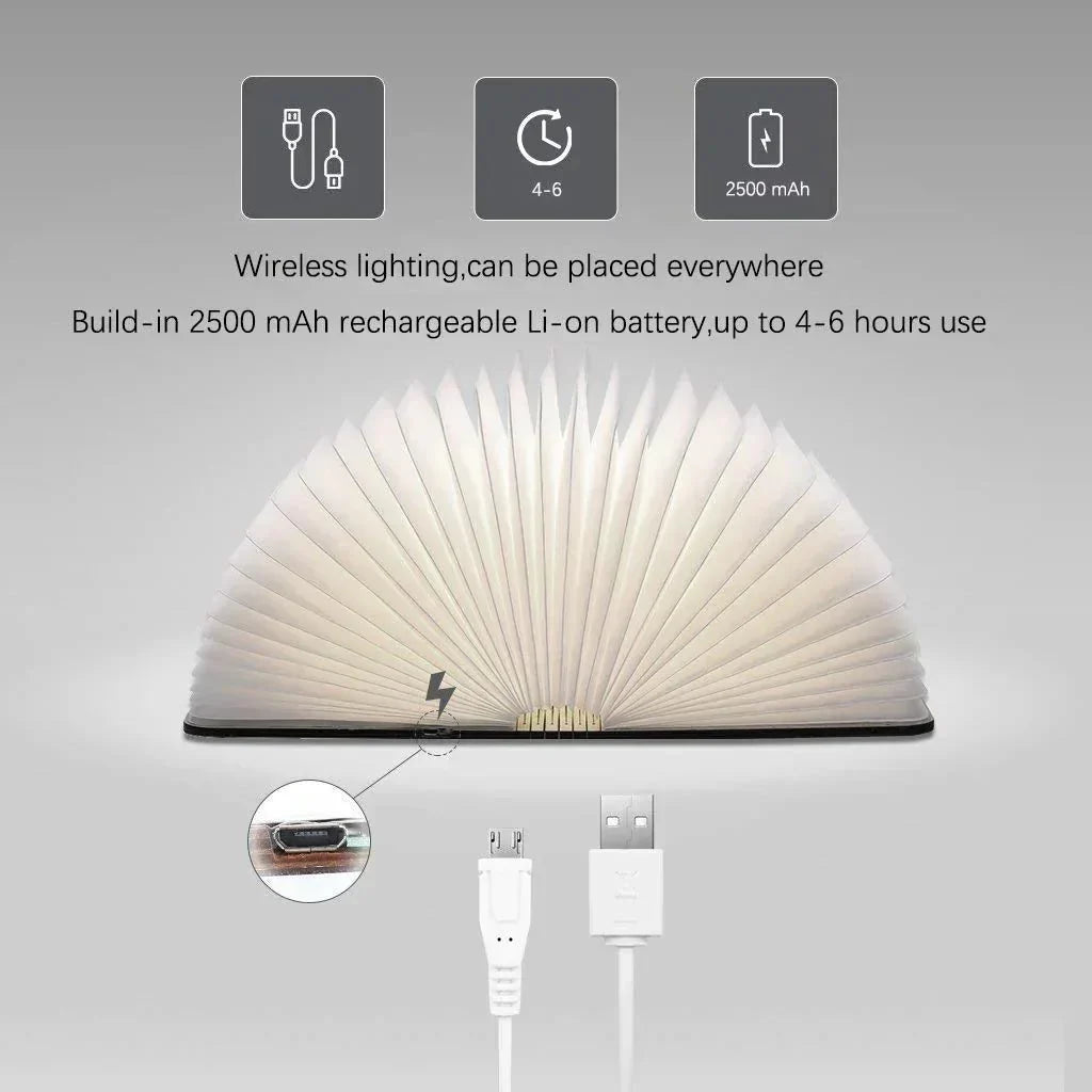 Lampe Livre LED Rechargeable en Forme de Livre Ouvert