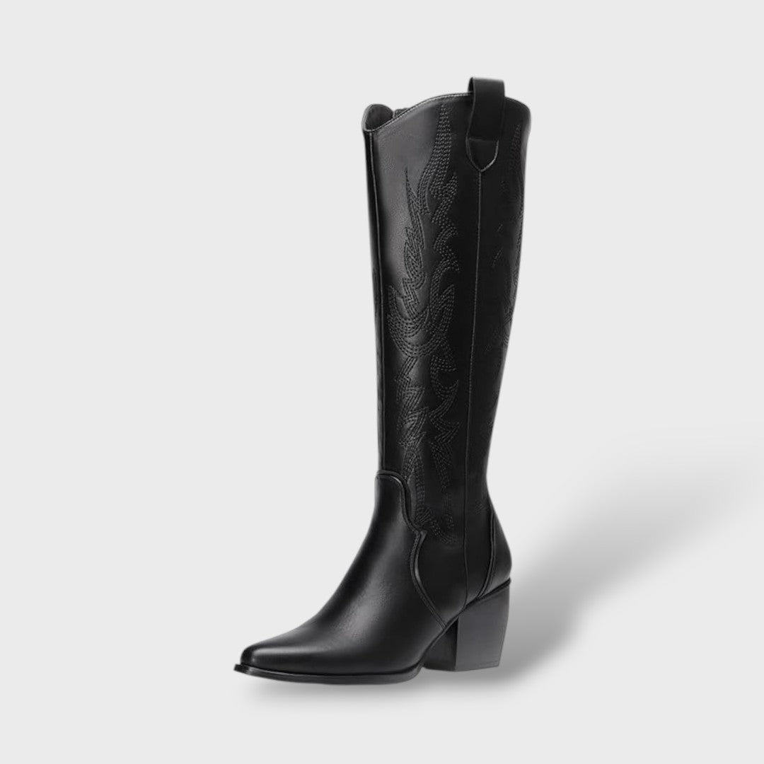 Bottes Hautes Femme Style Western Brodées