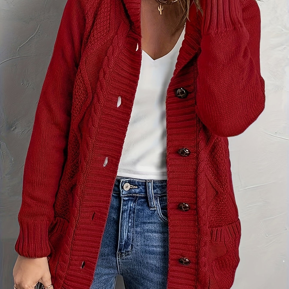 Jocasta™ | Women's Hooded Button Front Knit Cardigan with Pockets