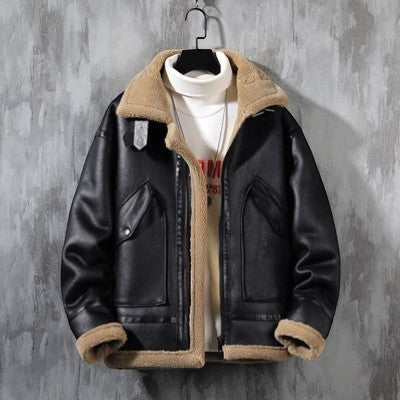 Veste Homme Doublée Polaire en Laine d'Agneau – Coupe Décontractée