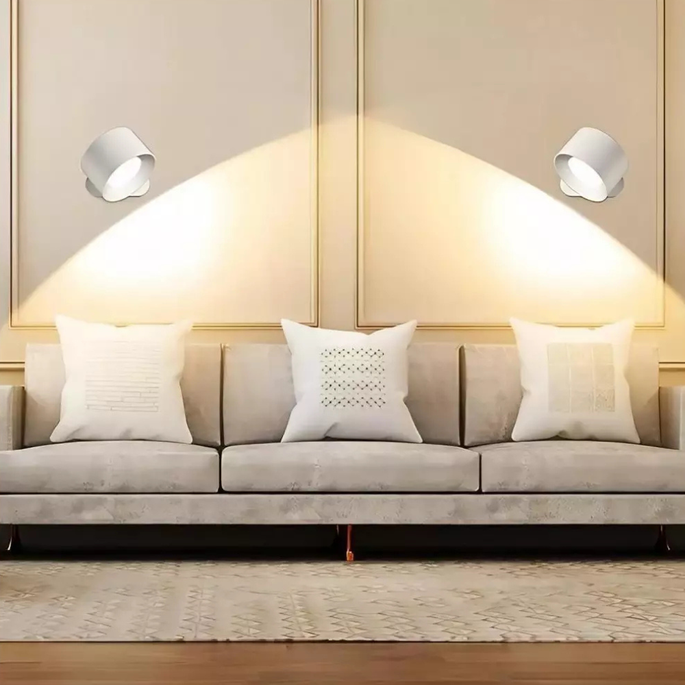 Rechargeable wall sconce – Cylindrical design, cordless with remote control, for the bedroom or living room