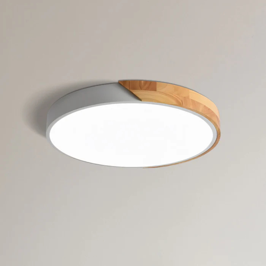 Scandinavische Houten LED Plafondlamp – Natuurlijke Afwerking, Modern Design voor Slaapkamer of Woonkamer