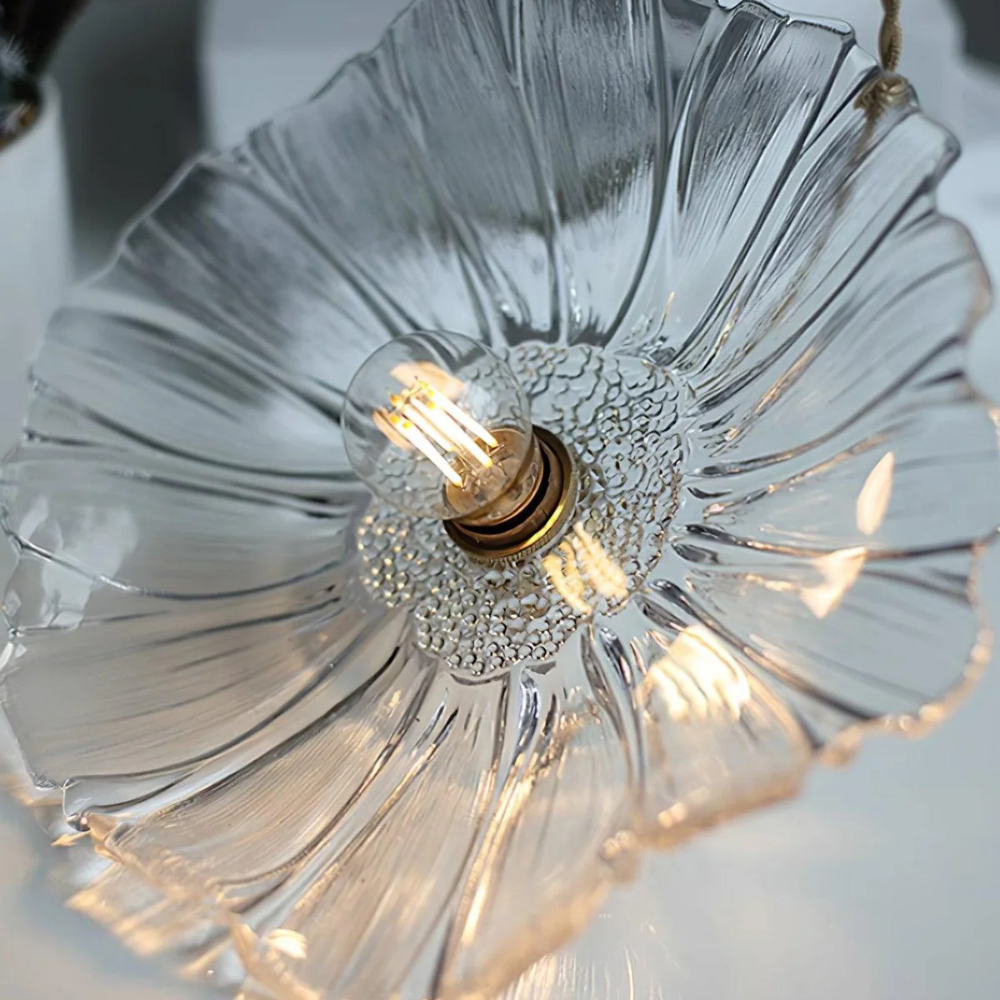 Suspension en verre – Violet et ambre, forme florale Art déco pour table à manger ou salon