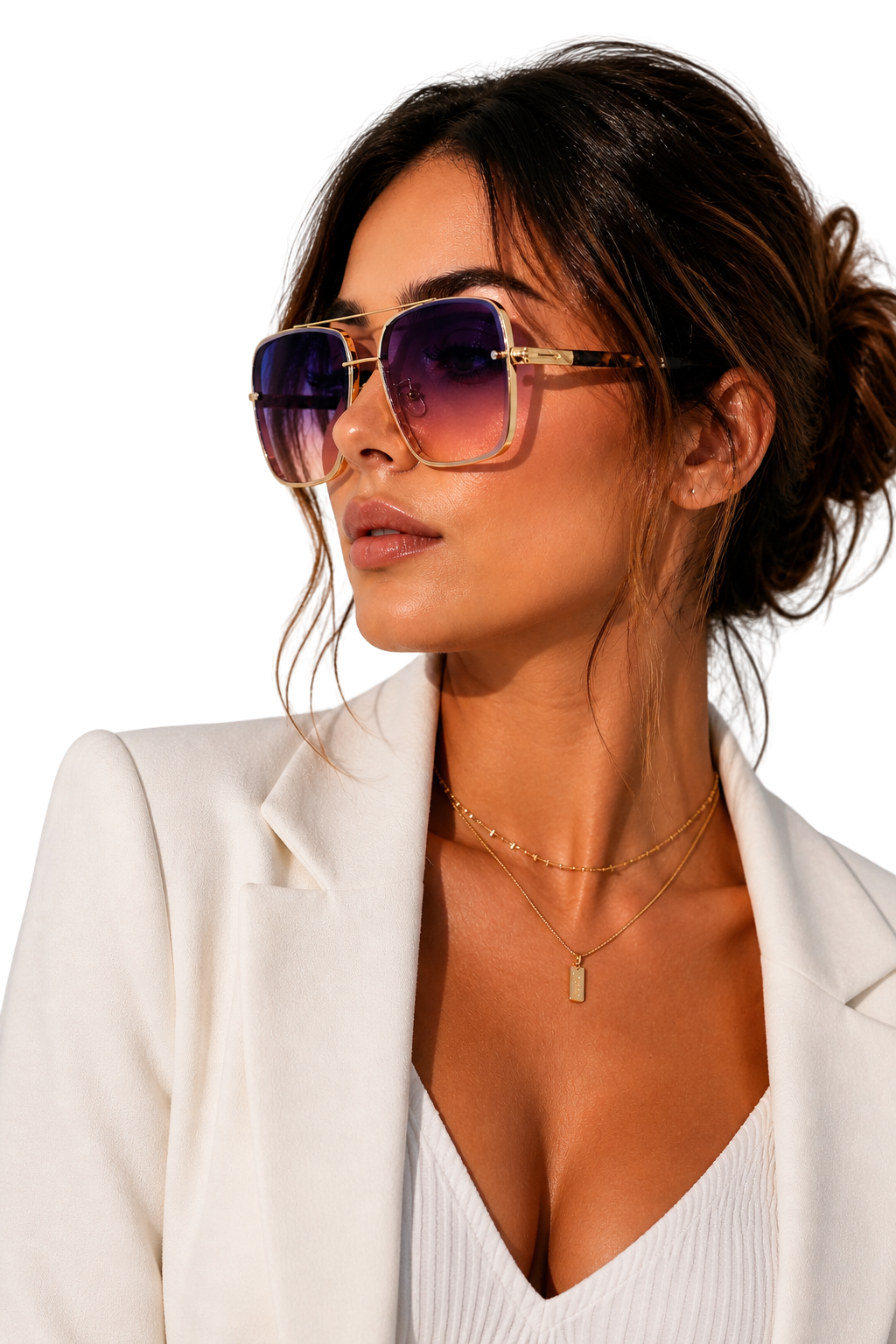 Lunettes de Soleil Aviateur Rétro Monture Dorée et Verres Dégradés UV400