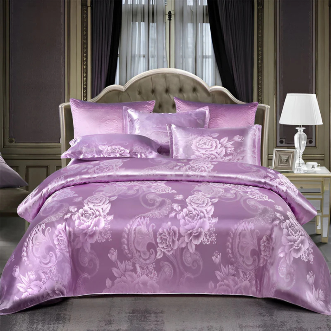 Satin Duvet Cover – Floral Print, Elegant Style for Bedroom Decor