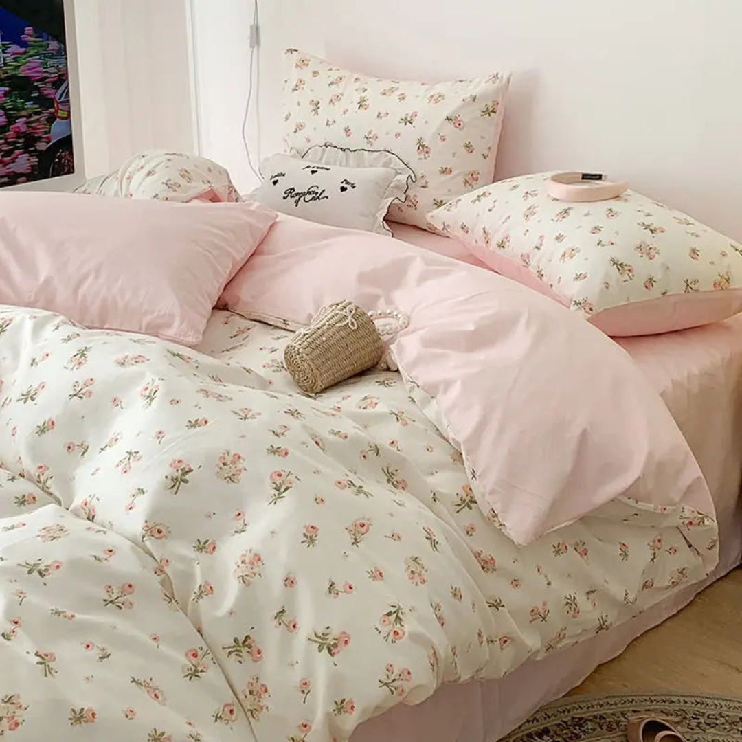 Floral-print duvet cover – Soft polyester, elegant style for the bedroom