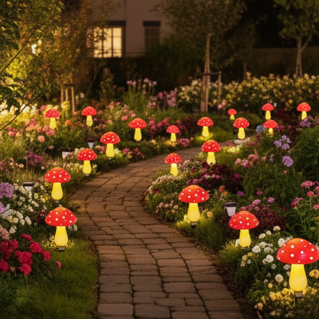 Lampe de Jardin Solaire – Résistante aux Intempéries, Design Champignon pour Espaces Extérieurs Magiques