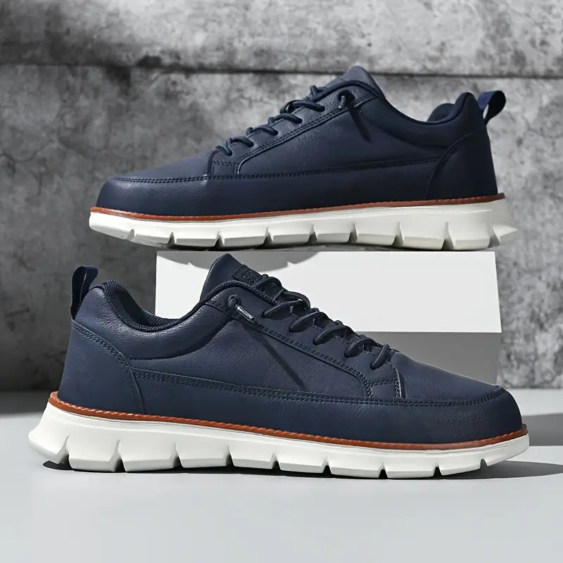 Sneakers Homme en Cuir Véritable – Semelle Orthopédique Confort